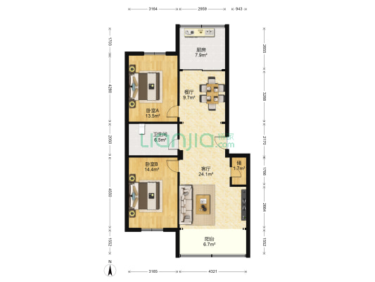 兰州石化十四街区 2室2厅1卫 120平方