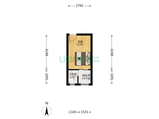 菁英领地 1室0厅1卫 25平方