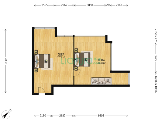 丽日双子星大厦 2室0厅0卫 102平方