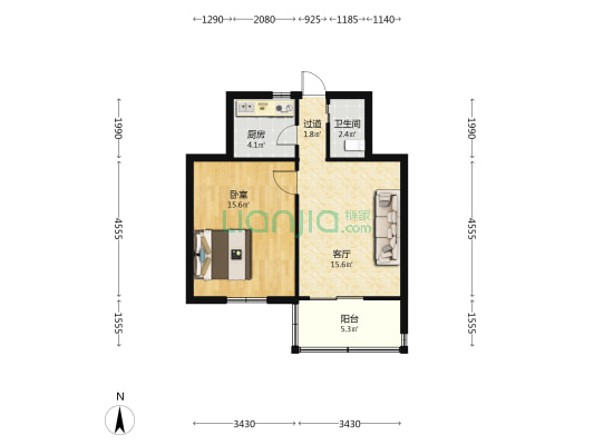 树脂厂小区 1室1厅1卫 52平方