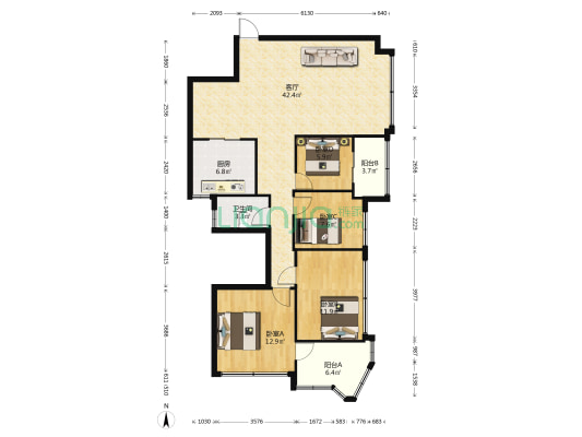 嘉能盛世桃苑 4室1厅1卫 133平方