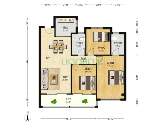 合景臻颐府 3室1厅2卫 112平方