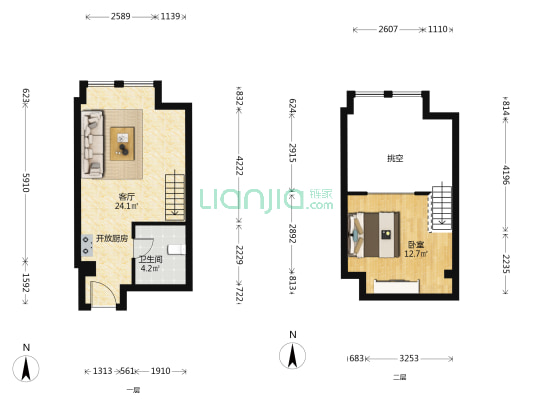 i立方 1室1厅1卫 48平方