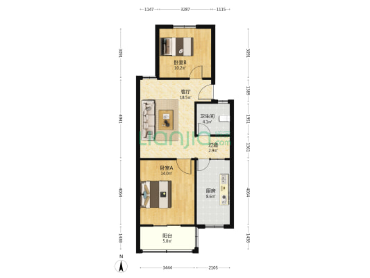 清怡花园 2室1厅1卫 75平方