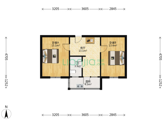 电建四小区 2室1厅1卫 57平方