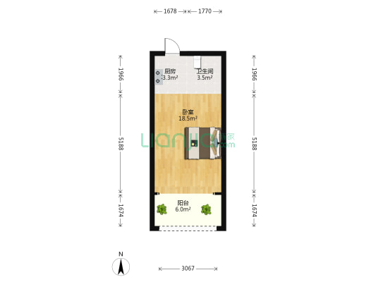 东方巴黎如意湾 1室0厅1卫 36平方