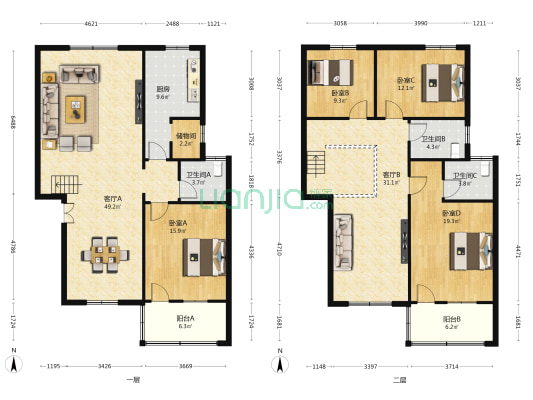 馨苑 4室2厅3卫 195平方