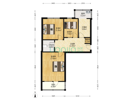 上马街电建小区 3室0厅1卫 73平方