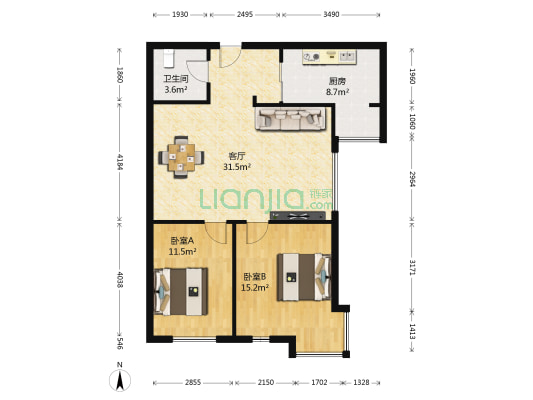 慧缘馨村 2室1厅1卫 90平方