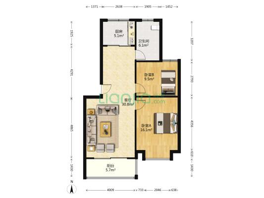 順新公寓 2室1厅1卫 88平方