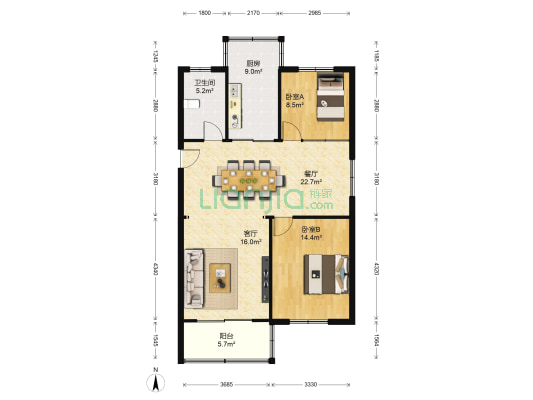 星辰花园 2室2厅1卫 99平方