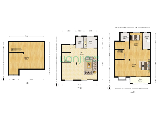 中南世茂江山里 2室1厅3卫 166平方