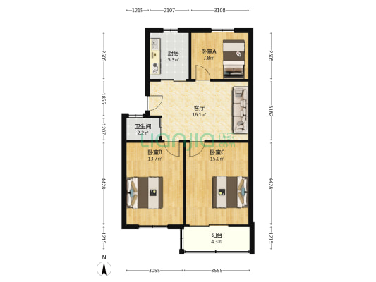 永红路30号 3室1厅1卫 74平方