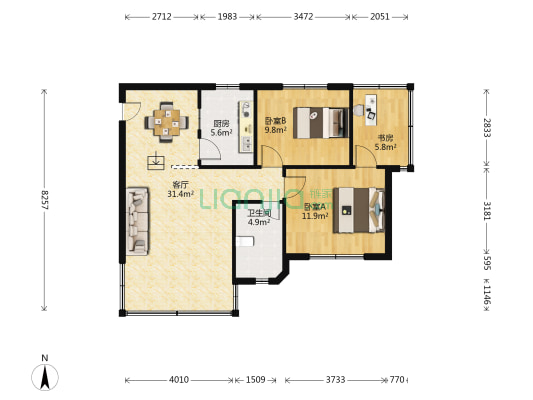北港教师小区 3室1厅1卫 83平方