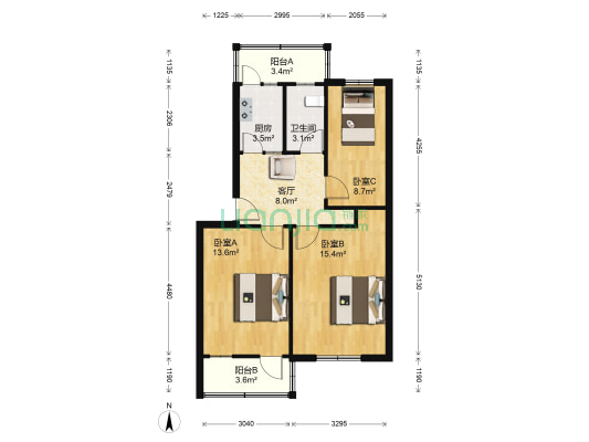 太原理工大学长风住宅小区 3室1厅1卫 76平方