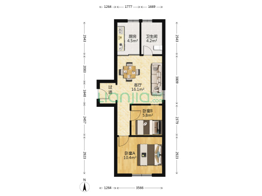 慈百苑 2室1厅1卫 60平方