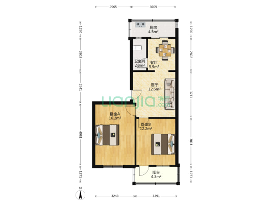 经一路194号 2室2厅1卫 72平方