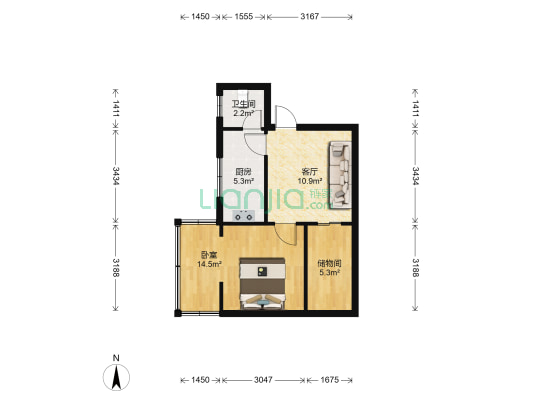 汤家湾40号-44号 1室1厅1卫 43平方