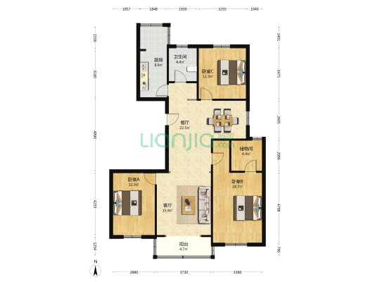 城市壹品 3室2厅1卫 130平方