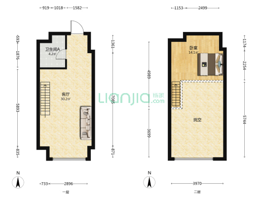 东悦城 1室1厅1卫 54平方