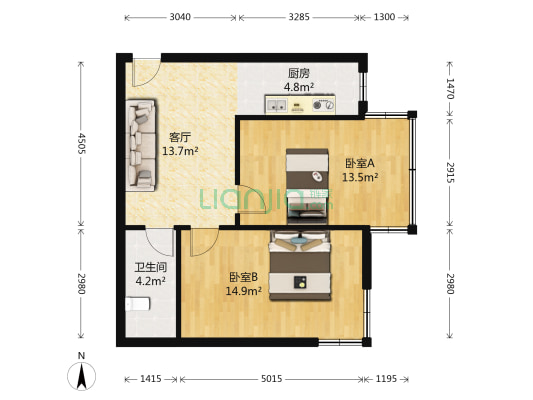 丹建馨园 2室1厅1卫 71平方