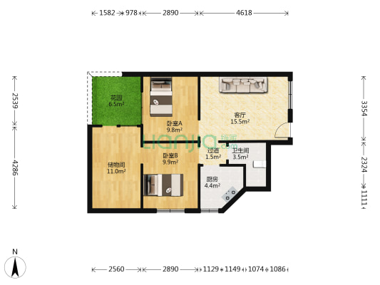 陇海西路46号院 2室1厅1卫 57平方