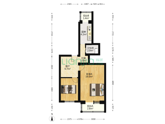 安德里北街24号院 2室1厅1卫 58平方