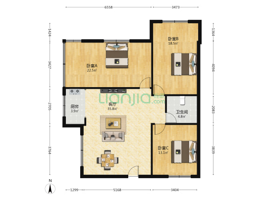 宏兴大厦 3室1厅1卫 101平方