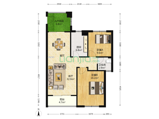 香格里拉D区 2室1厅1卫 101平方