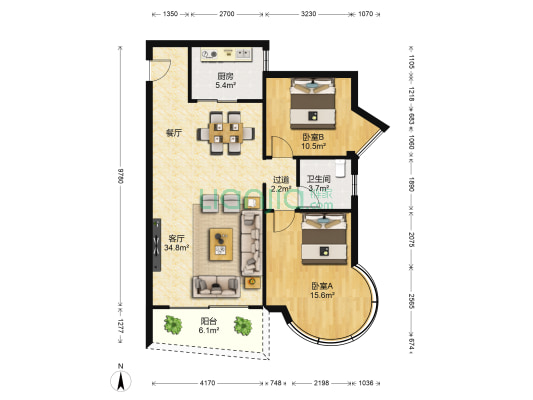 水岸筼筜 2室1厅1卫 87平方