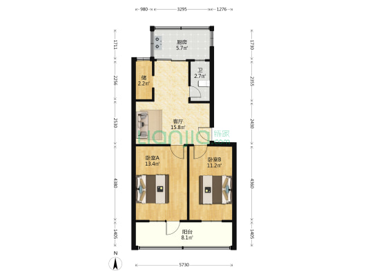 富春路553号 2室1厅1卫 67平方