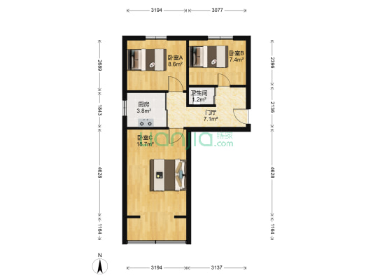 河北四号小区 3室0厅1卫 57平方
