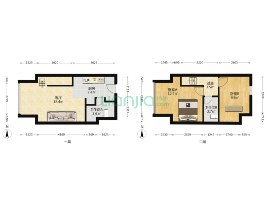 弘润外滩传奇 2室1厅2卫 46平方