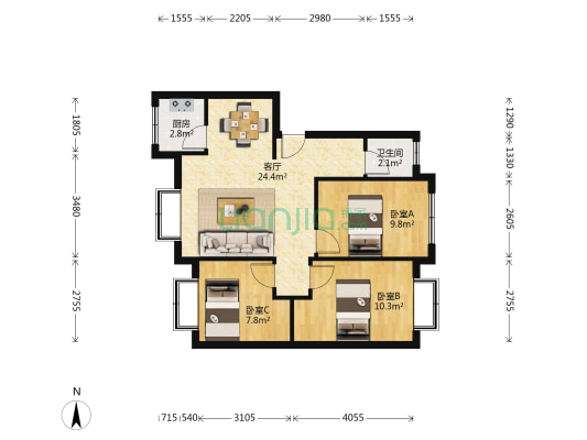 攀枝花大道南段409号 3室1厅1卫 70平方