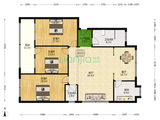 畜牧兽医局家属院 3室2厅2卫 152平方