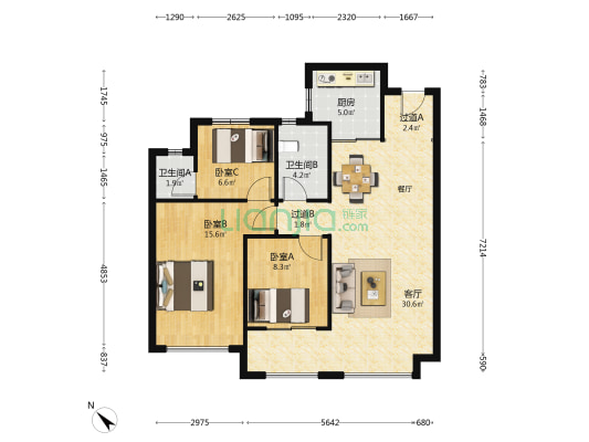 中梁拾光映象 3室1厅2卫 103平方