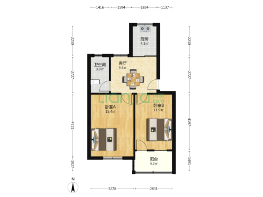 新元路1号 2室1厅1卫 60平方