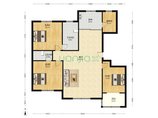 舒香苑 3室1厅2卫 182平方
