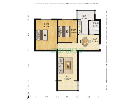 白银路街道正宁路社区 2室1厅1卫 94平方