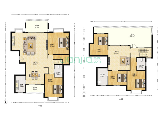 倚莲半岛花园 5室2厅3卫 256平方