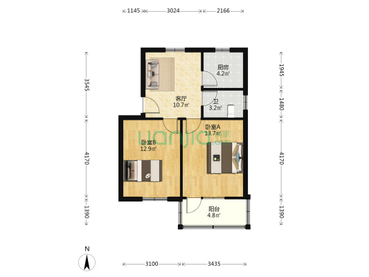 古讲堂巷13号 2室1厅1卫 62平方