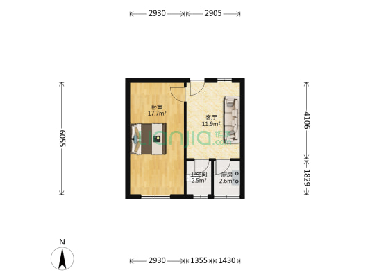 莲花东路 1室1厅1卫 46平方