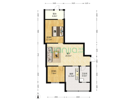 巨源小区 2室1厅1卫 79平方