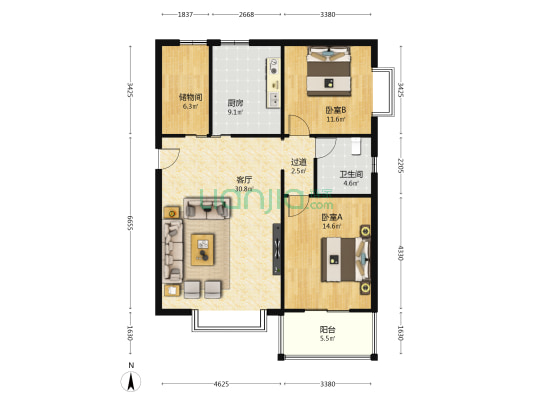 甘肃电力科学研究院住宅小区 2室1厅1卫 116平方