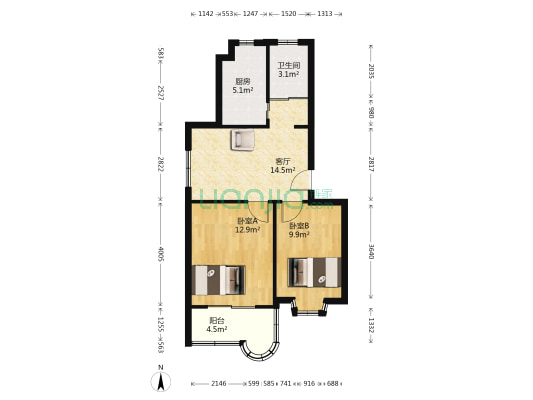 梅岭小区 2室1厅1卫 61平方