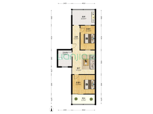 晟嘉雅苑 2室1厅1卫 90平方