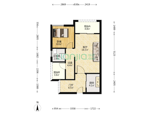 宁馨园 1室1厅1卫 58平方