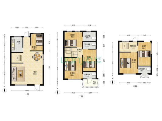 旭辉安贝尔花园 6室1厅4卫 158平方