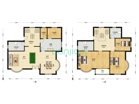 古漪庄园 3室2厅3卫 240平方