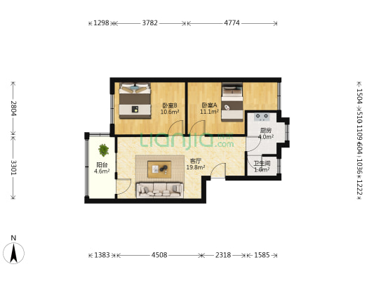 瓦窑旅游批发市场综合楼 2室1厅1卫 63平方